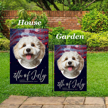 Cockapoo White - Best of Breed  Independence Day July 4th Fourth of July   Outdoor House and Garden Flag