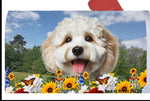 Cockapoo White - Best of Breed Summer Flowers Mailbox Cover Hi-Grade Vinyl 6" x 19"