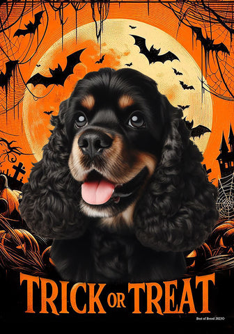 Cocker Spaniel Black/Tan - Best of Breed  Halloween Outdoor House and Garden Flag