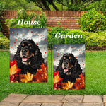 Cocker Spaniel Black/Tan - Best of Breed  Fall Leaves Outdoor House and Garden Flag