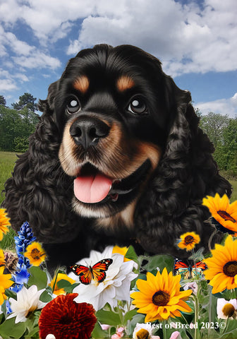 Cocker Spaniel Black/Tan - Best of Breed  Summer Fields Outdoor House and Garden Flag