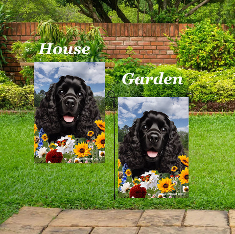Cocker Spaniel Black - Best of Breed  Summer Fields Outdoor House and Garden Flag
