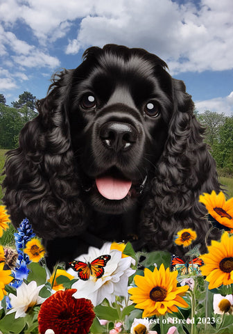 Cocker Spaniel Black - Best of Breed  Summer Fields Outdoor House and Garden Flag