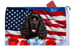 Cocker Spaniel Black - Best of Breed Patriotic Mailbox Cover Hi-Grade Vinyl 6" x 19"