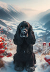 Cocker Spaniel Black - Best of Breed DCR Winter Berries Outdoor House and Garden Flag