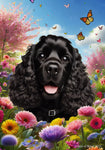 Cocker Spaniel Black - Best of Breed  Spring Butterflies Outdoor House and Garden Flag