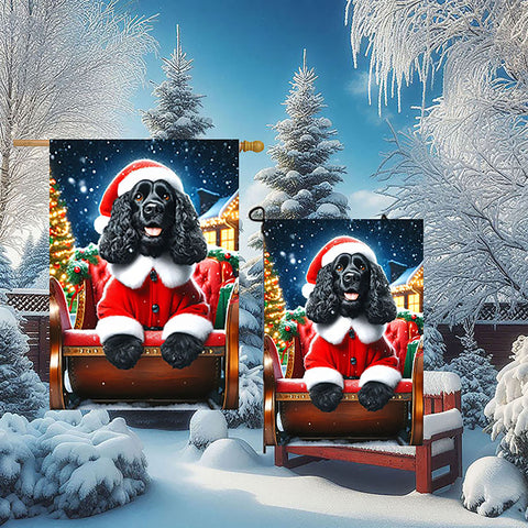 Cocker Spaniel Black - Best of Breed DCR Christmas Outdoor House and Garden Flag