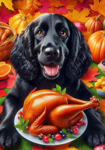 Cocker Spaniel Black - Best of Breed DCR Thanksgiving Outdoor House and Garden Flag