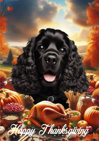 Cocker Spaniel Black - Best of Breed  Thanksgiving Outdoor House and Garden Flag