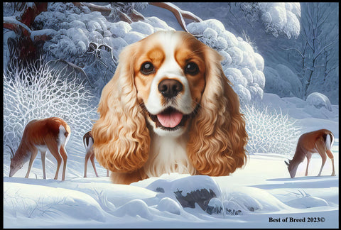 Cockapoo Chocolate - Best of Breed Winter Wonderland Floor Mat Tufted Loop 18" x 27"