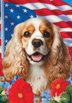 Cocker Spaniel Buff/White - Best of Breed  Patriotic I All-American Outdoor House and Garden Flag