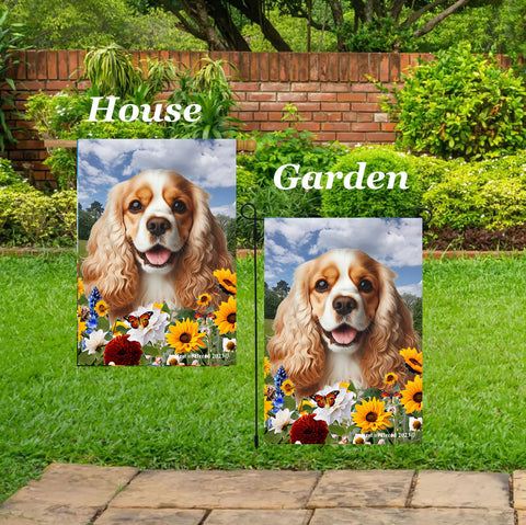 Cocker Spaniel Buff/White - Best of Breed  Summer Fields Outdoor House and Garden Flag