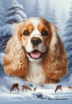 Cocker Spaniel Buff/White - Best of Breed  Winter Wonderland Outdoor House and Garden Flag