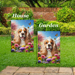Cocker Spaniel Buff/White - Best of Breed  Spring Butterflies Outdoor House and Garden Flag