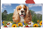 Cocker Spaniel Buff/White - Best of Breed Summer Flowers Mailbox Cover Hi-Grade Vinyl 6" x 19"