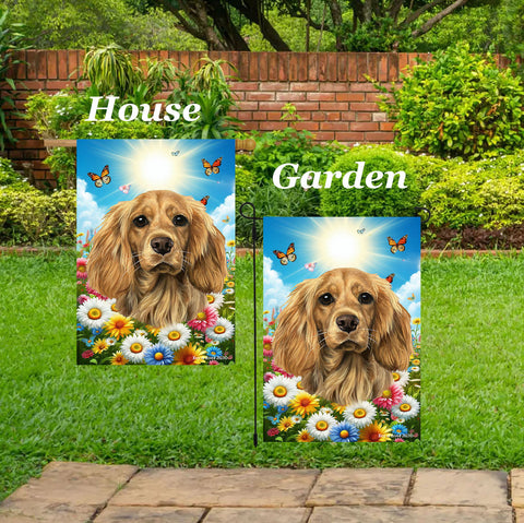 Cocker Spaniel Buff - Best of Breed  Summer Butterflies Outdoor House and Garden Flag
