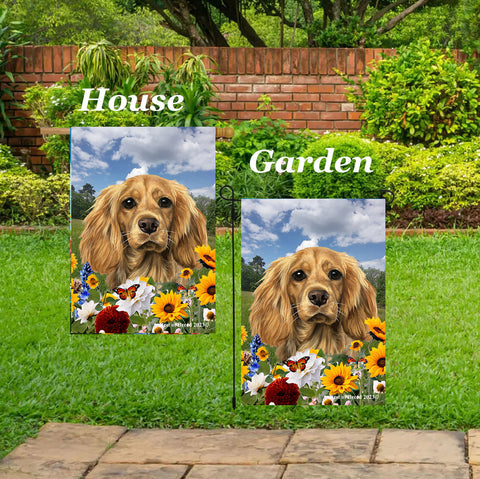Cocker Spaniel Buff - Best of Breed  Summer Fields Outdoor House and Garden Flag