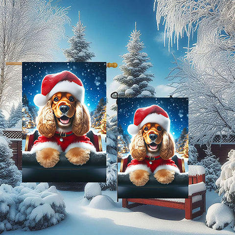 Cocker Spaniel Buff  - Best of Breed DCR Christmas Outdoor House and Garden Flag