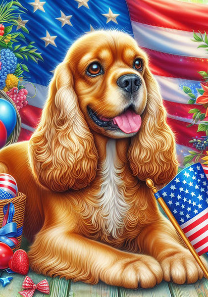 Cocker Spaniel Buff  - Best of Breed DCR Patriotic I Outdoor Flag