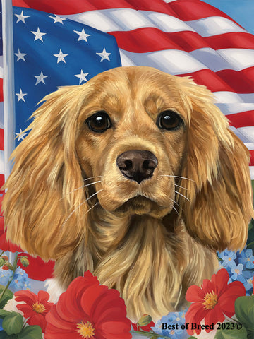 Cocker Spaniel Buff - Best of Breed  Patriotic I All-American Outdoor House and Garden Flag