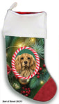 Cocker Spaniel Buff - Best of Breed  Christmas Stocking 13.5"  Red Gaming Cloth with Red Lining ,Plush White Cuff