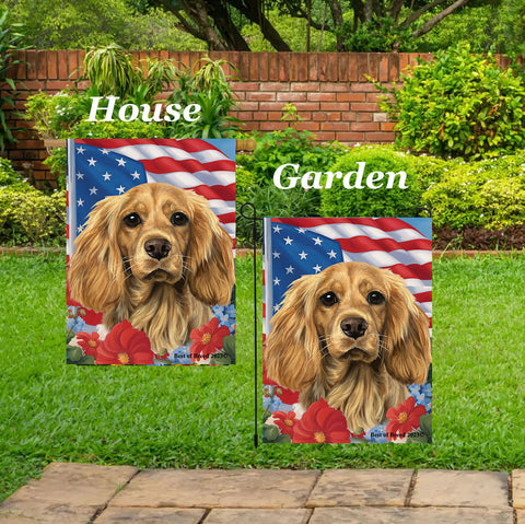 Cocker Spaniel Buff - Best of Breed  Patriotic I All-American Outdoor House and Garden Flag