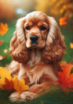 Cocker Spaniel Buff  - Best of Breed DCR Falling Leaves Outdoor Flag