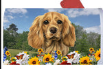 Cocker Spaniel Buff - Best of Breed Summer Flowers Mailbox Cover Hi-Grade Vinyl 6" x 19"