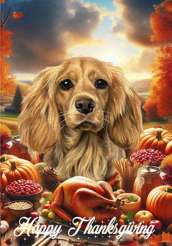 Cocker Spaniel Buff - Best of Breed  Thanksgiving Outdoor House and Garden Flag