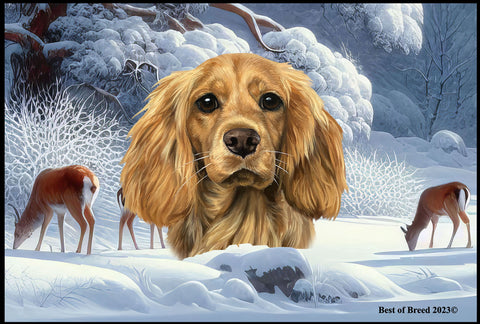 Cockapoo Blonde - Best of Breed Winter Wonderland Floor Mat Tufted Loop 18" x 27"