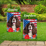 Cocker Spaniel Chocolate/White - Best of Breed  Patriotic I All-American Outdoor House and Garden Flag