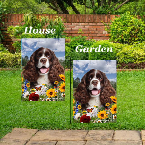Cocker Spaniel Chocolate/White - Best of Breed  Summer Fields Outdoor House and Garden Flag