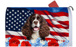 Cocker Spaniel Chocolate/White - Best of Breed Patriotic Mailbox Cover Hi-Grade Vinyl 6" x 19"