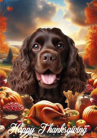 Cocker Spaniel Chocolate - Best of Breed  Thanksgiving Outdoor House and Garden Flag