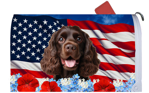 Cocker Spaniel Chocolate - Best of Breed Patriotic Mailbox Cover Hi-Grade Vinyl 6" x 19"