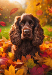 Cocker Spaniel Chocolate -  Best of Breed DCR Falling Leaves Outdoor Flag