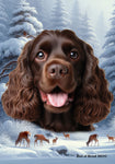 Cocker Spaniel Chocolate - Best of Breed  Winter Wonderland Outdoor House and Garden Flag