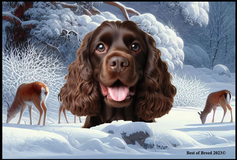 Cockapoo Red - Best of Breed Winter Wonderland Floor Mat Tufted Loop 18" x 27"