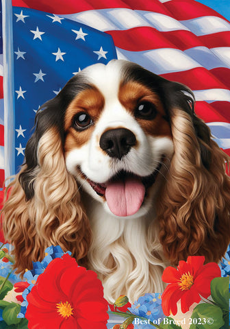 Cocker Spaniel Tri - Best of Breed  Patriotic I All-American Outdoor House and Garden Flag