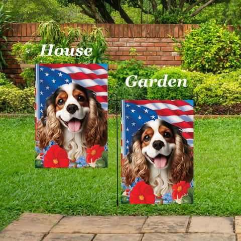 Cocker Spaniel Tri - Best of Breed  Patriotic I All-American Outdoor House and Garden Flag