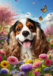 Cocker Spaniel Tri - Best of Breed  Spring Butterflies Outdoor House and Garden Flag