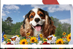 Cocker Spaniel Tri - Best of Breed Summer Flowers Mailbox Cover Hi-Grade Vinyl 6" x 19"