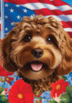 Cockapoo Chocolate - Best of Breed  Patriotic I All-American Outdoor House and Garden Flag