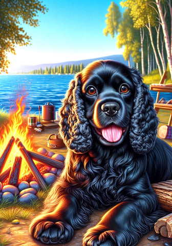 Cocker Spaniel Black - Best of Breed DCR Summer Camping   Outdoor House and Garden Flag