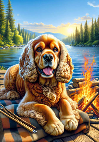 Cocker Spaniel Buff  - Best of Breed DCR Summer Camping   Outdoor House and Garden Flag