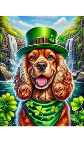 Cocker Spaniel Chocolate  - Best of Breed DCR Saint Patricks Day Day Outdoor House and Garden Flag