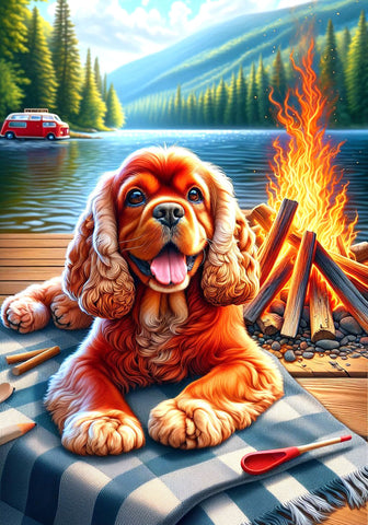 Cocker Spaniel Chocolate  - Best of Breed DCR Summer Camping   Outdoor House and Garden Flag