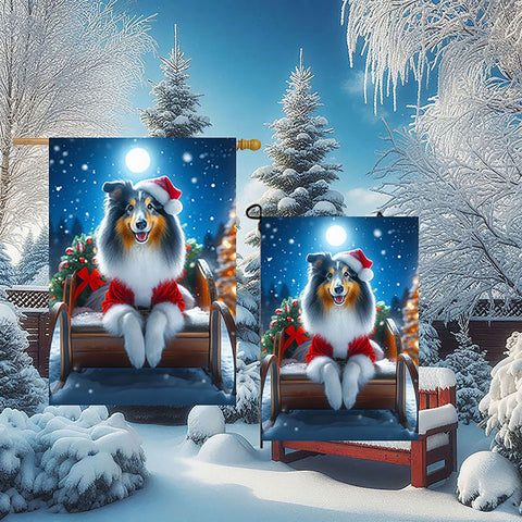 Collie Blue Merle -  Best of Breed DCR Christmas Outdoor House and Garden Flag