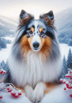 Collie Blue Merle -  Best of Breed DCR Winter Berries Outdoor House and Garden Flag