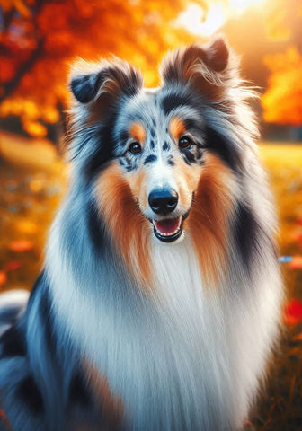 Collie Blue Merle -  Best of Breed DCR Falling Leaves Outdoor Flag